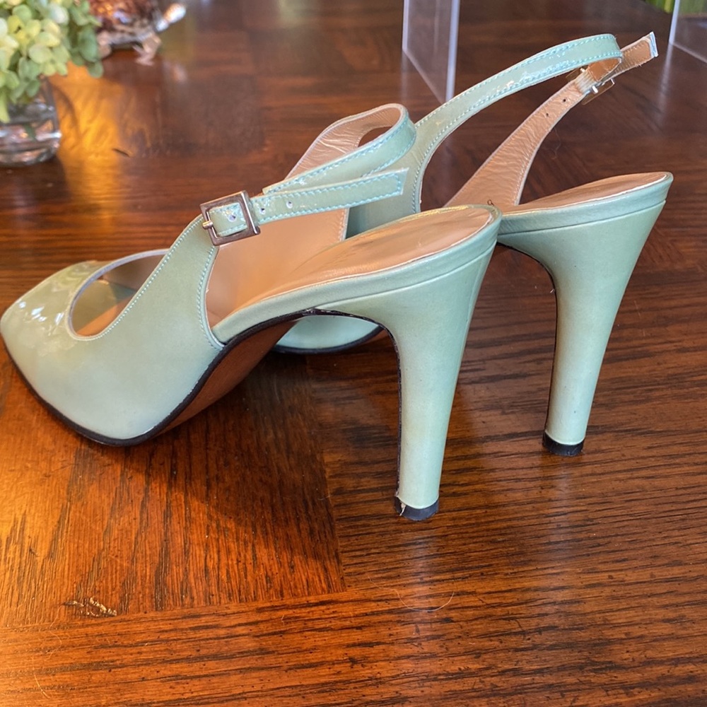 Euc Stuart Weitzman Sz 8.5m Open Toe Slingback Pu… - image 6